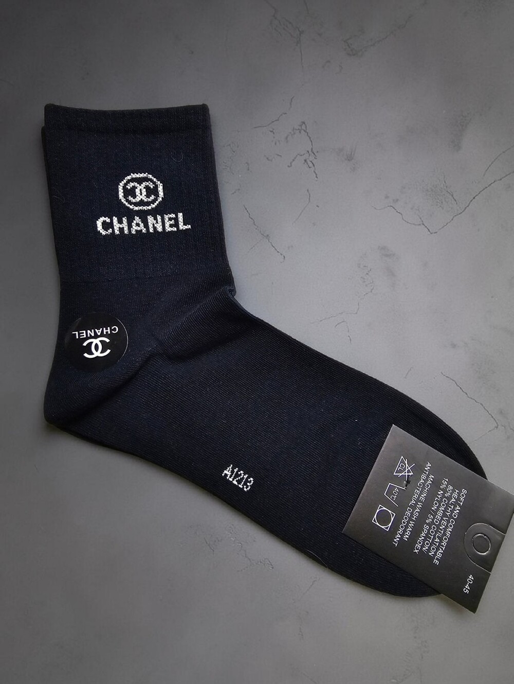 Navy And White Short Crew Socks